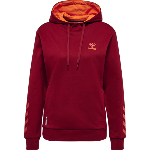 hmlOFFGRID COTTON HOODIE WO, RHUBARB/NASTURTIUM, packshot