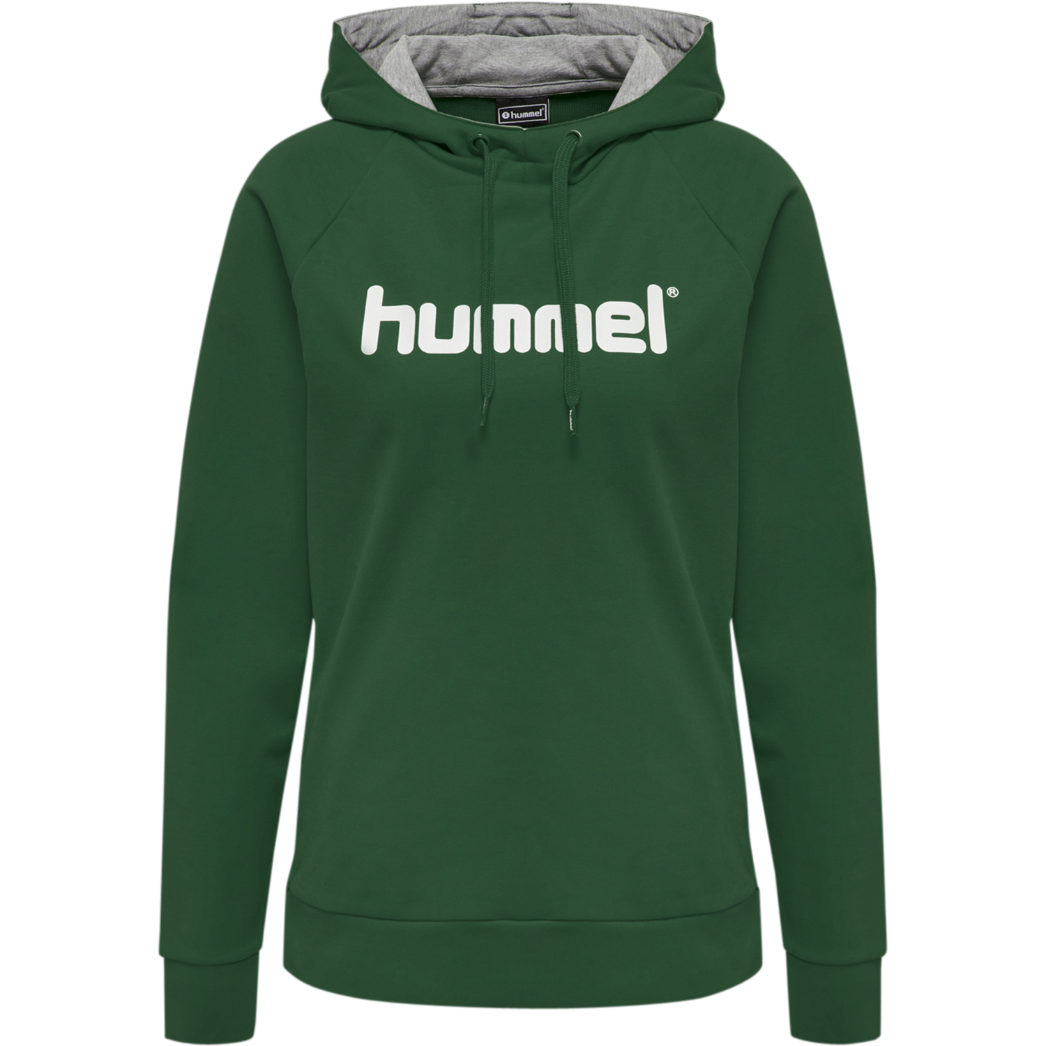 HUMMEL GO COTTON LOGO HOODIE WOMAN, EVERGREEN, packshot
