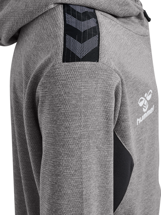 hmlAUTHENTIC PL ZIP HOODIE KIDS, GREY MELANGE, packshot