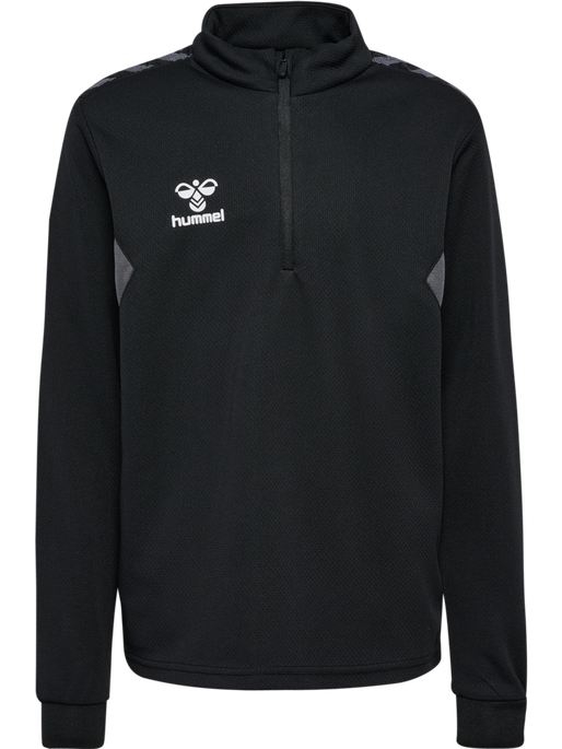 hmlAUTHENTIC HALF ZIP SWEAT KIDS, BLACK, packshot