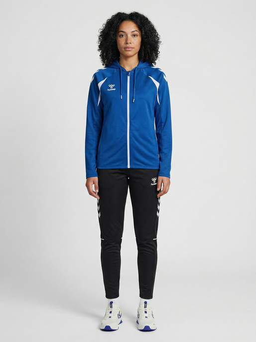 hmlCORE 2.0 ZIP HOODIE WOMAN, TRUE BLUE/WHITE, model