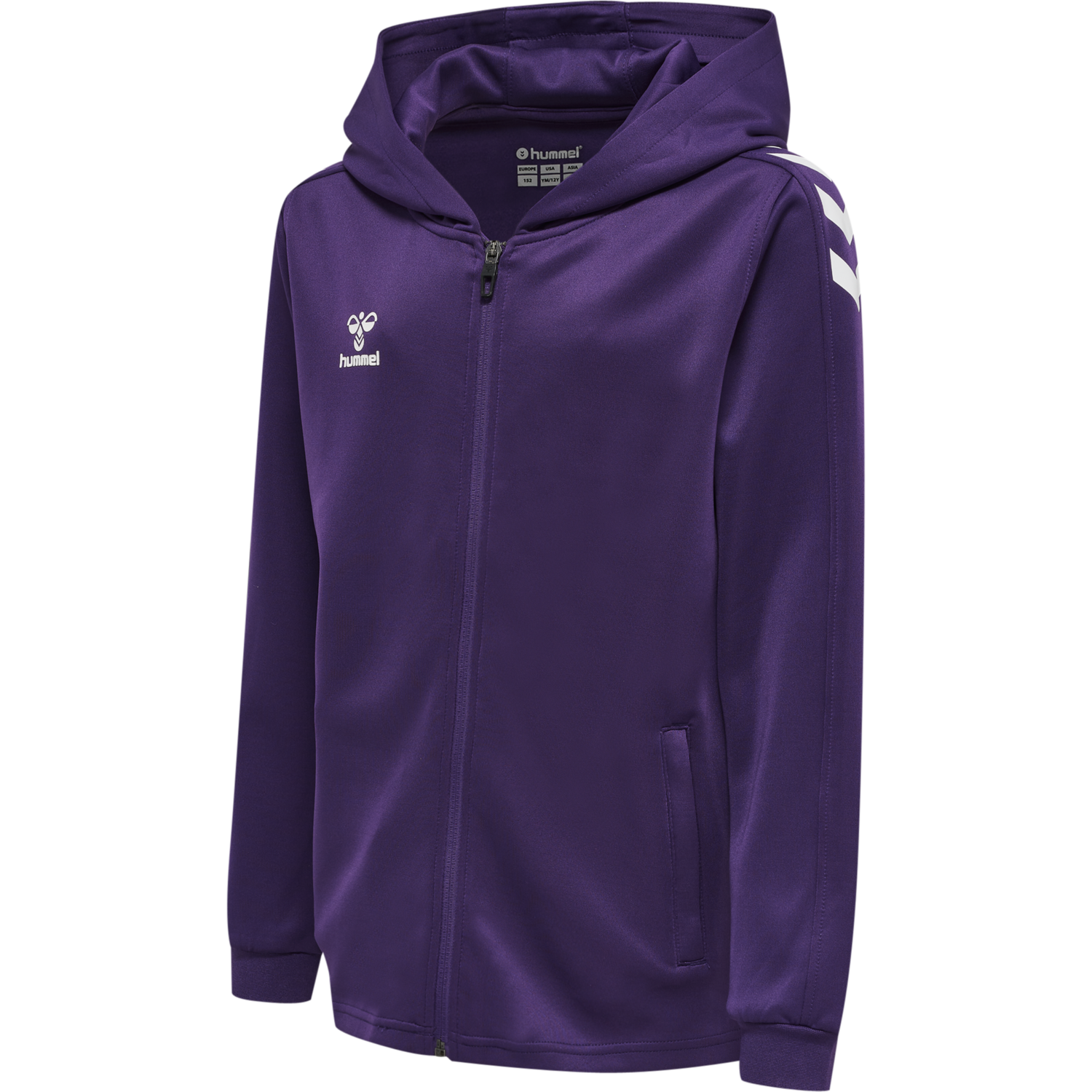 hmlCORE XK POLY ZIP HOOD SWEAT KIDS, ACAI/WHITE, packshot