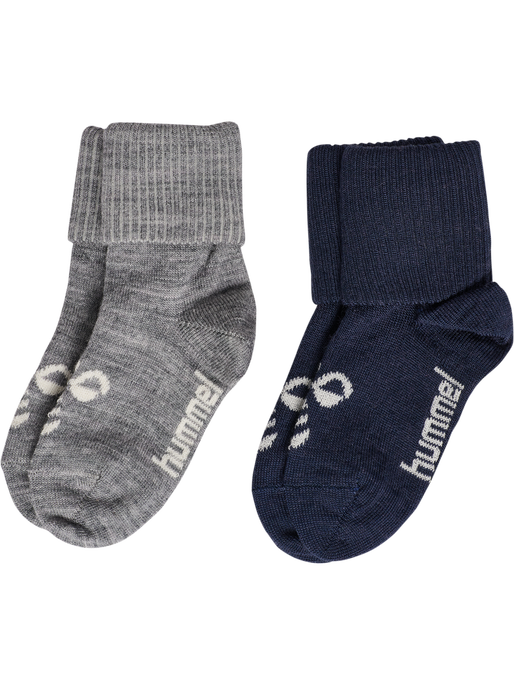 hmlMINI WOOL 2-PACK SOCKS, DRESS BLUES/GREY MELANGE hmlMINI WOOL 2-PACK SOCKS, DRESS BLUES/GREY MELANGE, packshot
