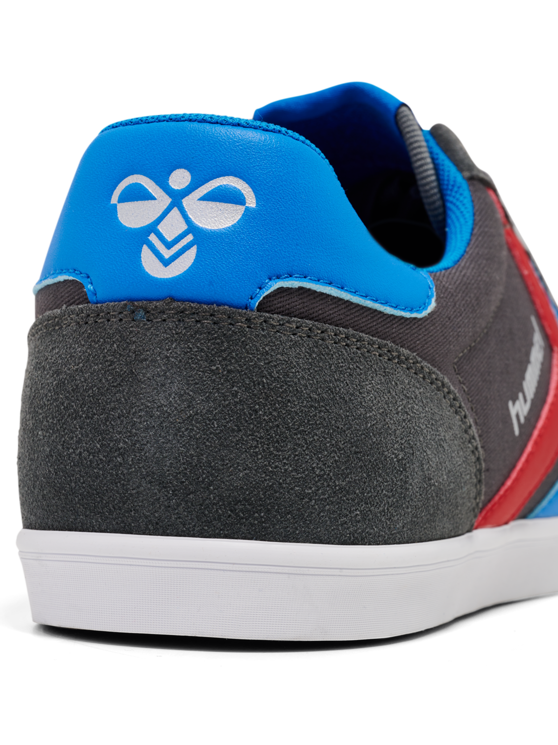 HUMMEL SLIMMER STADIL LOW, CASTLEROCK/RIBBONRED/BRIL BLUE, packshot