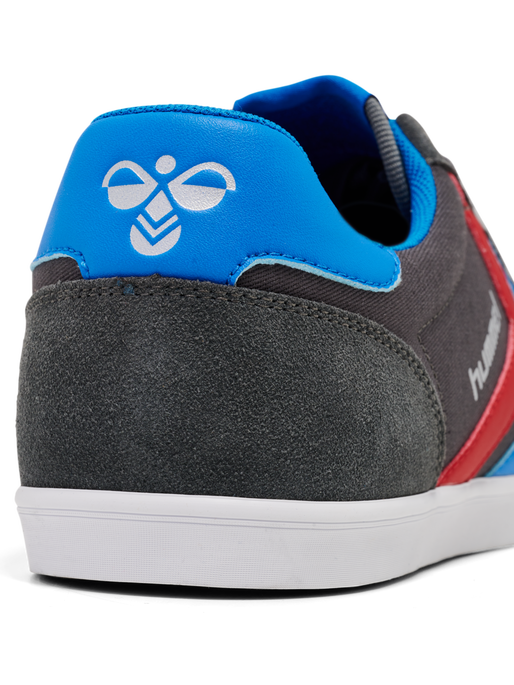 HUMMEL SLIMMER STADIL LOW, CASTLEROCK/RIBBONRED/BRIL BLUE, packshot