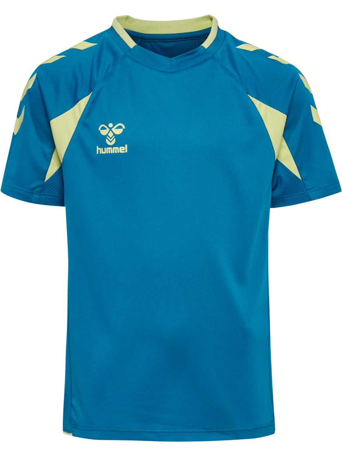 hmlCORE 2.0 JERSEY S/S KIDS, CELESTIAL/PALE LIME YELLOW, packshot