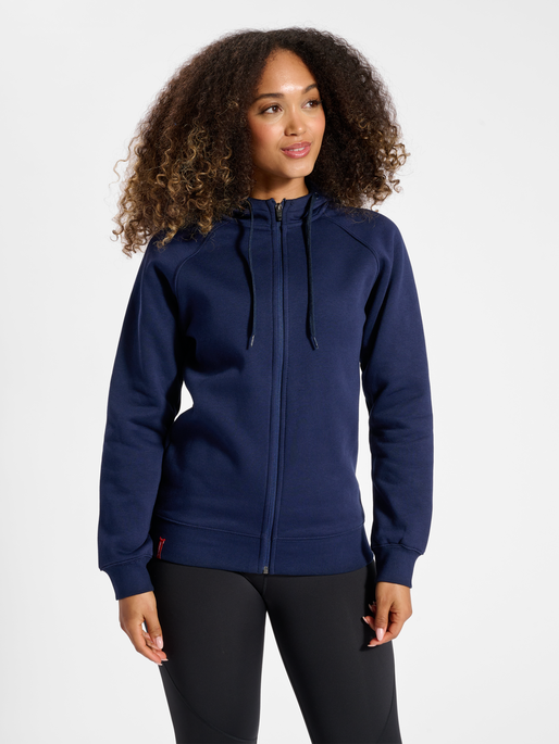 hmlRED HEAVY ZIP HOODIE WOMAN, MARINE, model