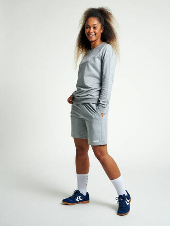 HUMMEL GO COTTON LOGO SWEATSHIRT WOMAN, GREY MELANGE, model