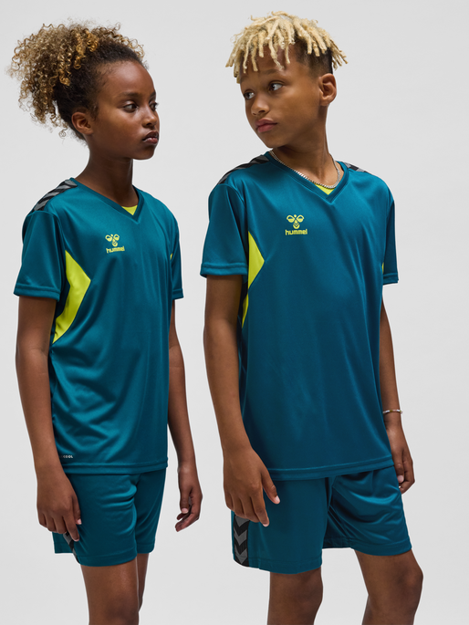 hmlAUTHENTIC PL JERSEY S/S KIDS, BLUE CORAL/SULPHUR SPRING, model