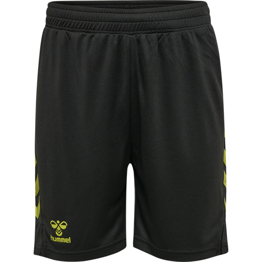 hmlONGRID POLY SHORTS KIDS, JET BLACK/DARK CITRON, packshot