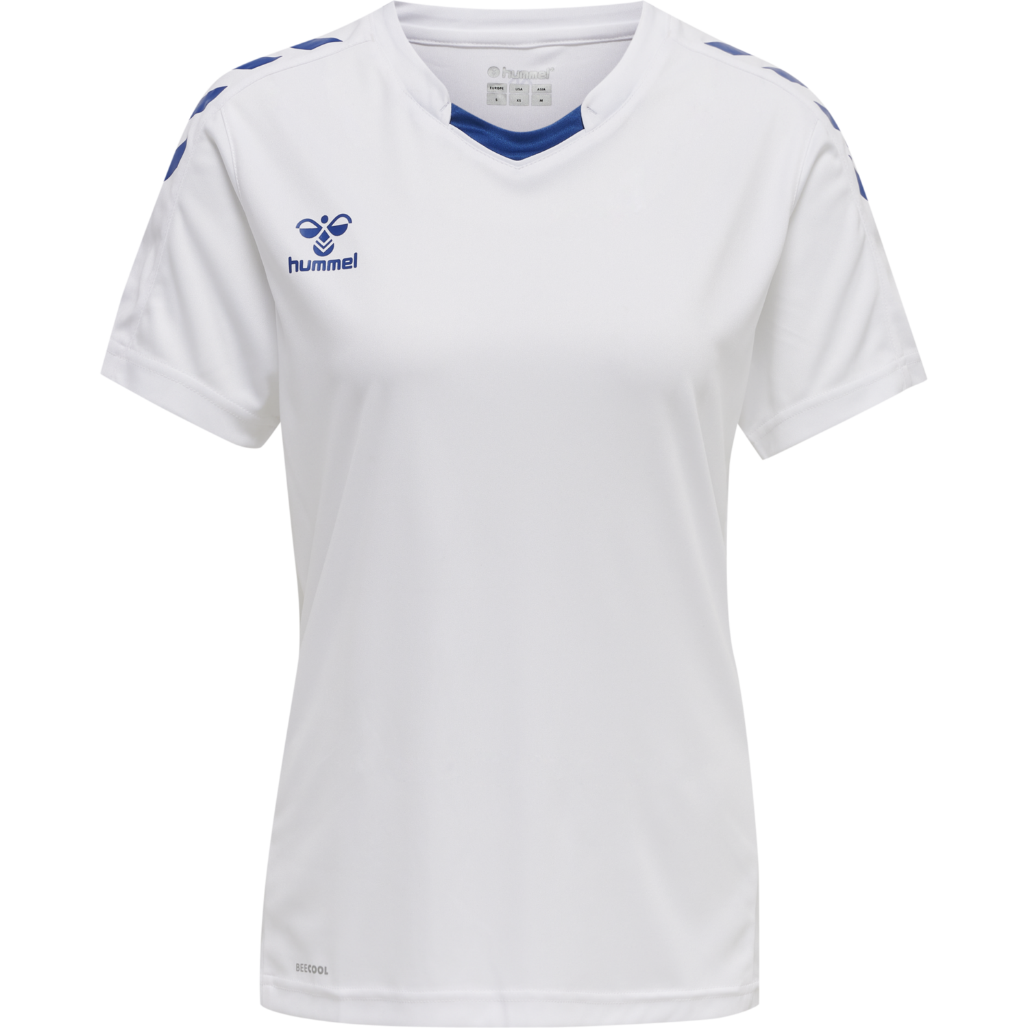 hmlCORE XK POLY JERSEY S/S WOMAN, WHITE/TRUE BLUE, packshot