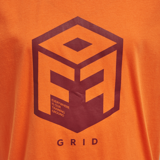 hmlOFFGRID COTTON JERSEY S/S KIDS, NASTURTIUM/RHUBARB, packshot