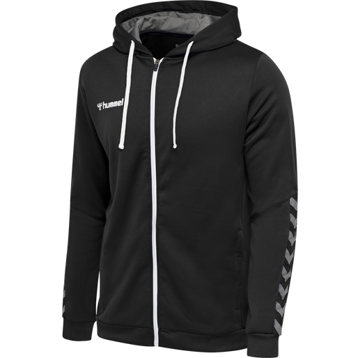hmlAUTHENTIC KIDS POLY ZIP HOODIE, BLACK/WHITE, packshot