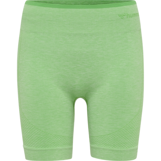 hmlMT UNA SEAMLESS MID WAIST SHORTS, SUMMER GREEN MELANGE, packshot