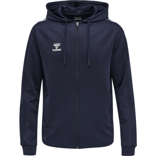 hmlCORE XK POLY ZIP HOOD SWEAT, MARINE, packshot