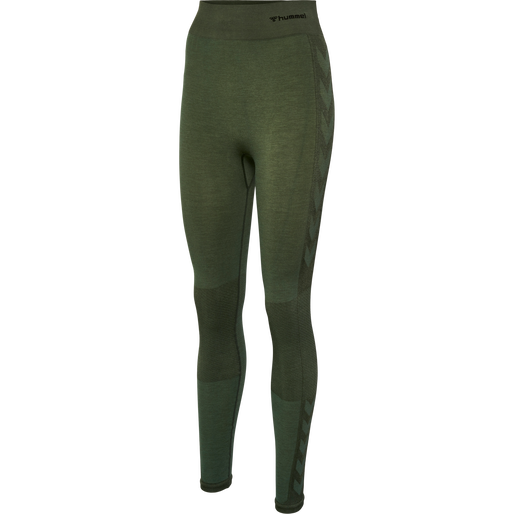 hmlCLEA SEAMLESS MID WAIST TIGHTS, CLIMBING IVY/BEETLE MELANGE, packshot