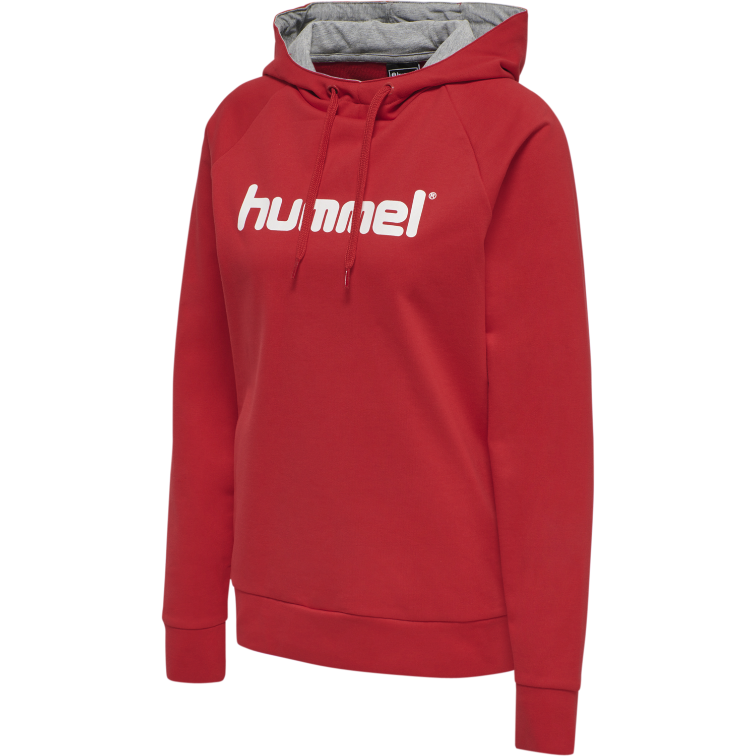 HUMMEL GO COTTON LOGO HOODIE WOMAN, TRUE RED, packshot