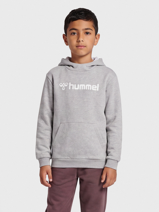 hmlMOVER COTTON HOODIE KIDS, GREY MELANGE, model
