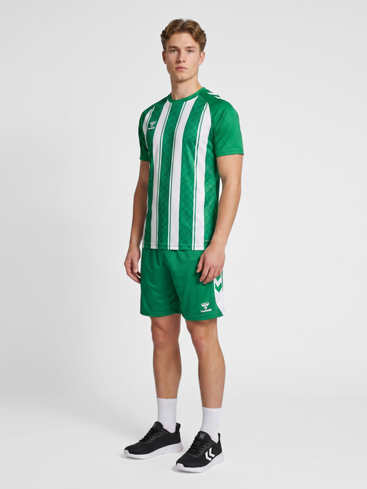 hmlMATCH STRIPED JERSEY S/S, JELLY BEAN/WHITE, model