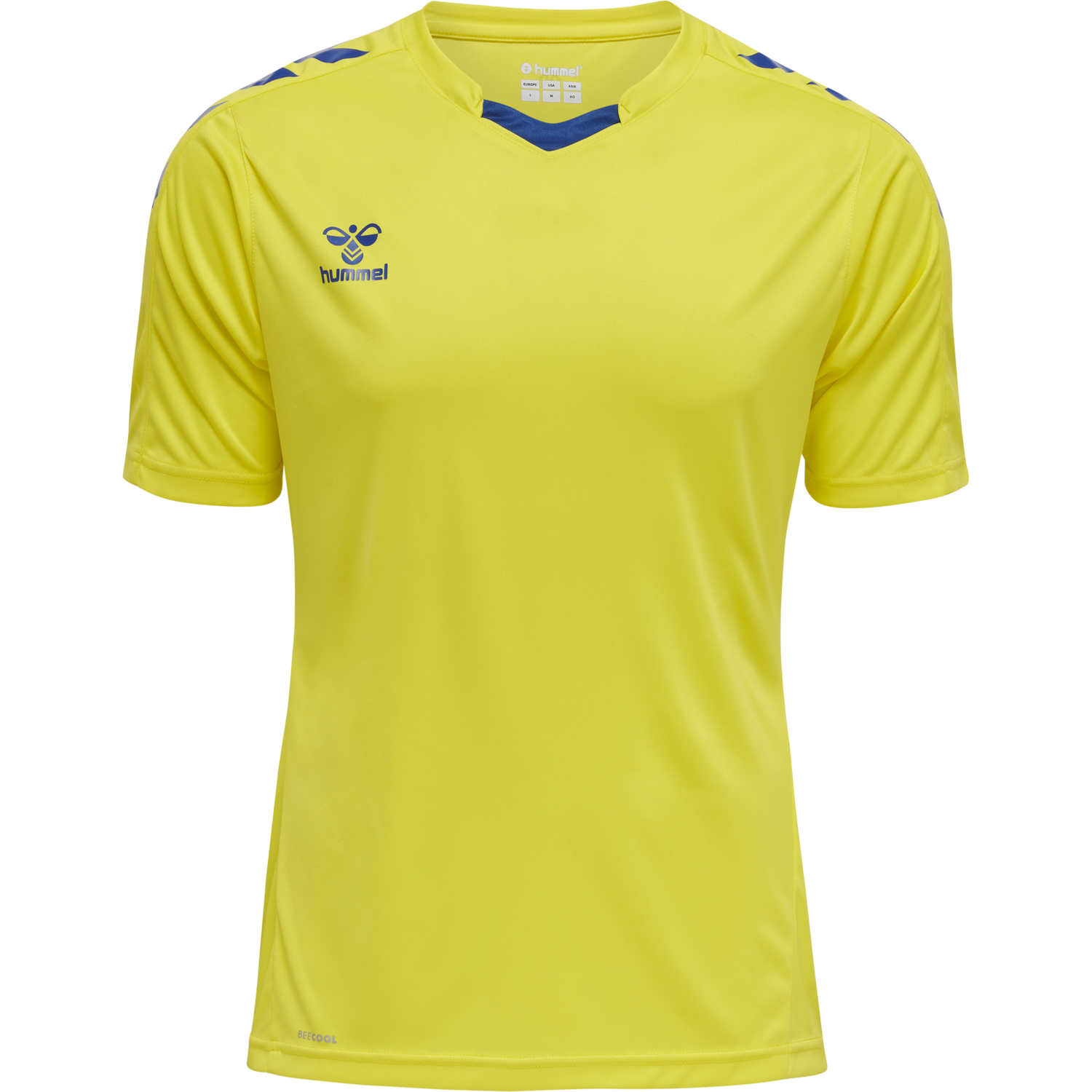 hmlCORE XK POLY JERSEY S/S, BLAZING YELLOW/TRUE BLUE, packshot