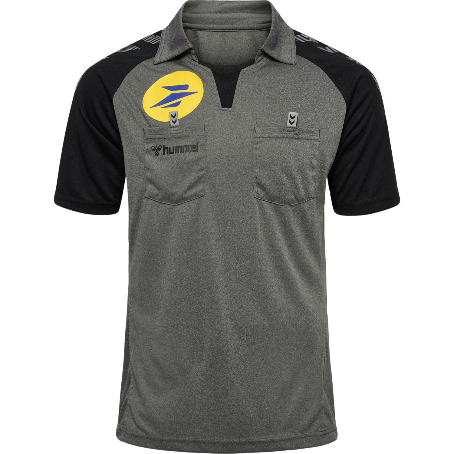 FFHB REFEREE JERSEY S/S, GREY MELANGE WO. FRONT SPONSOR, packshot