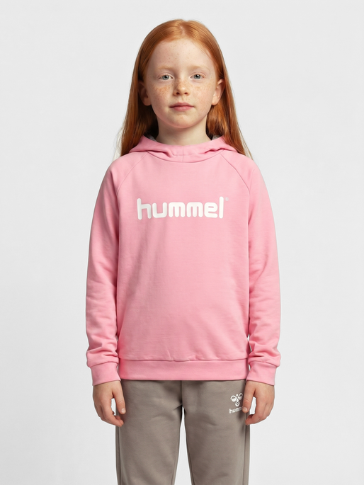 HUMMEL GO KIDS COTTON LOGO HOODIE, COTTON CANDY, model