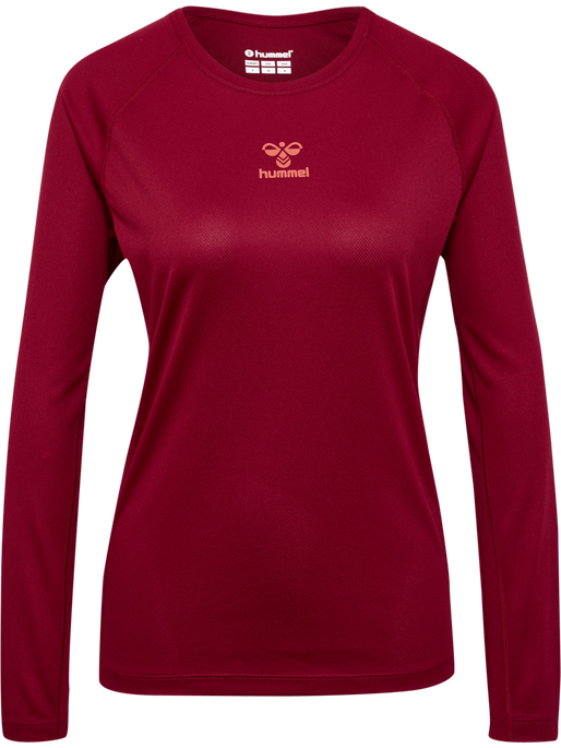 hmlSPRINT MESH T-SHIRT L/S WOMAN, RHUBARB, packshot