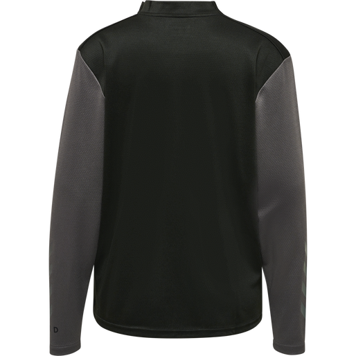 hmlONGRID 1/2 ZIP POLY SWEAT WO, JET BLACK/FORGED IRON, packshot