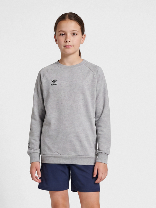 hmlMOVE GRID COTTON SWEATSHIRT KIDS, GREY MELANGE, model