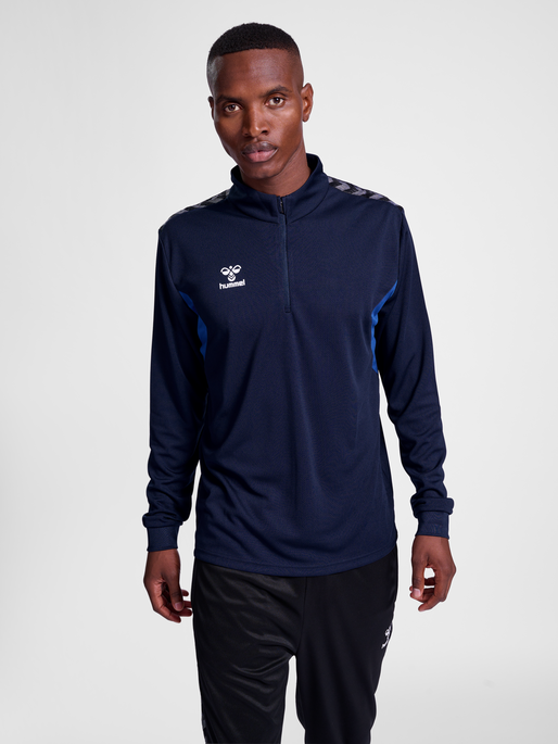 hmlAUTHENTIC HALF ZIP SWEAT, MARINE, model