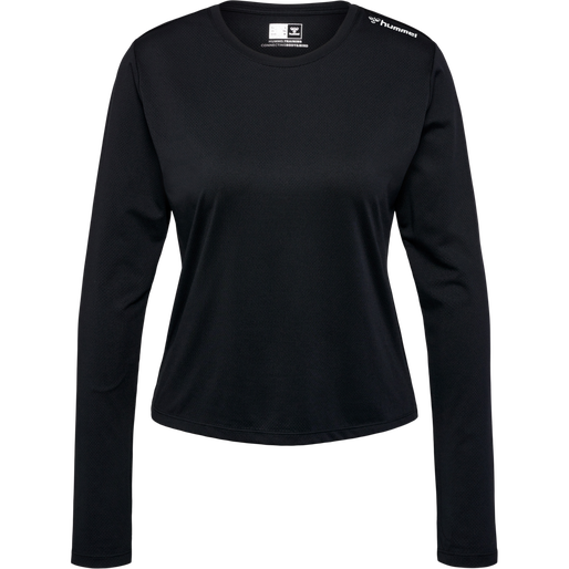 hmlMT AURA MESH T-SHIRT L/S, BLACK hmlMT AURA MESH T-SHIRT L/S, BLACK, packshot
