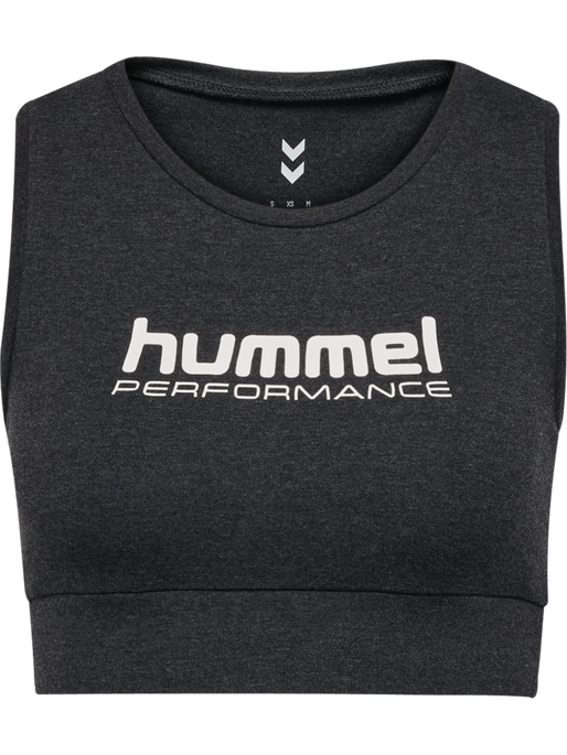 hmlPULSE LOGO LIGHT SUPPORT BRA, BLACK MELANGE, packshot