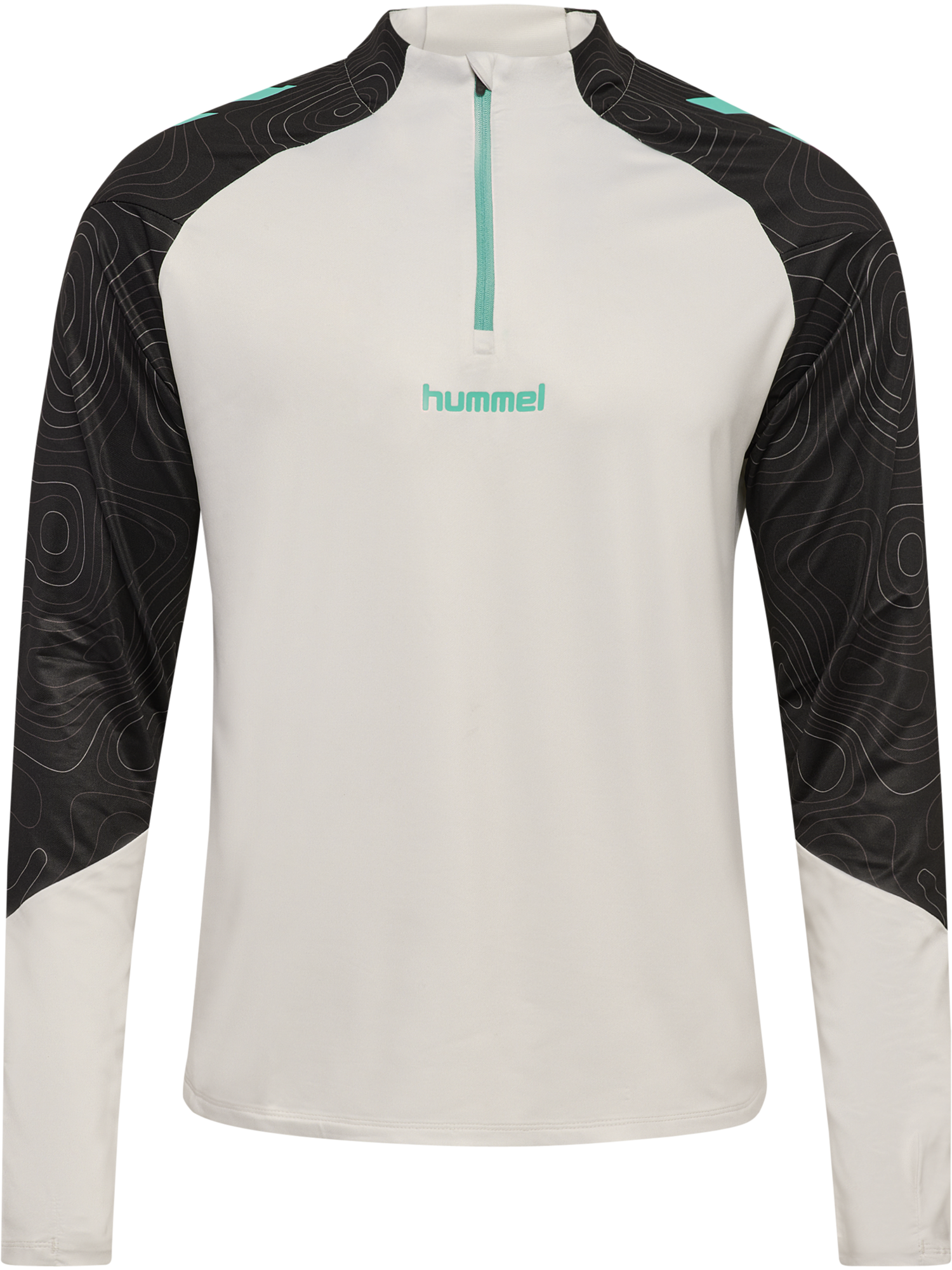 hmlBLAZE 2.0 TRAINING HALF ZIP, VAPOROUS GRAY/POOL BLUE, packshot