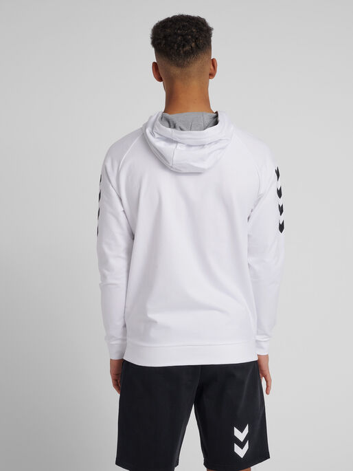 HMLGO COTTON ZIP HOODIE, WHITE, model