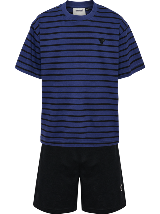 hmlJR LOOSE STRIPED SET BEE, DEEP COBALT hmlJR LOOSE STRIPED SET BEE, DEEP COBALT, packshot