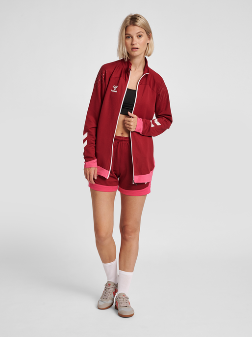 hml LEAD WOMEN POLY ZIP JACKET , BIKING RED, model