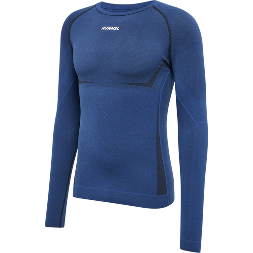 hmlTE MIKE SEAMLESS T-SHIRT L/S, INSIGNIA BLUE/BLACK MELANGE hmlTE MIKE SEAMLESS T-SHIRT L/S, INSIGNIA BLUE/BLACK MELANGE, packshot