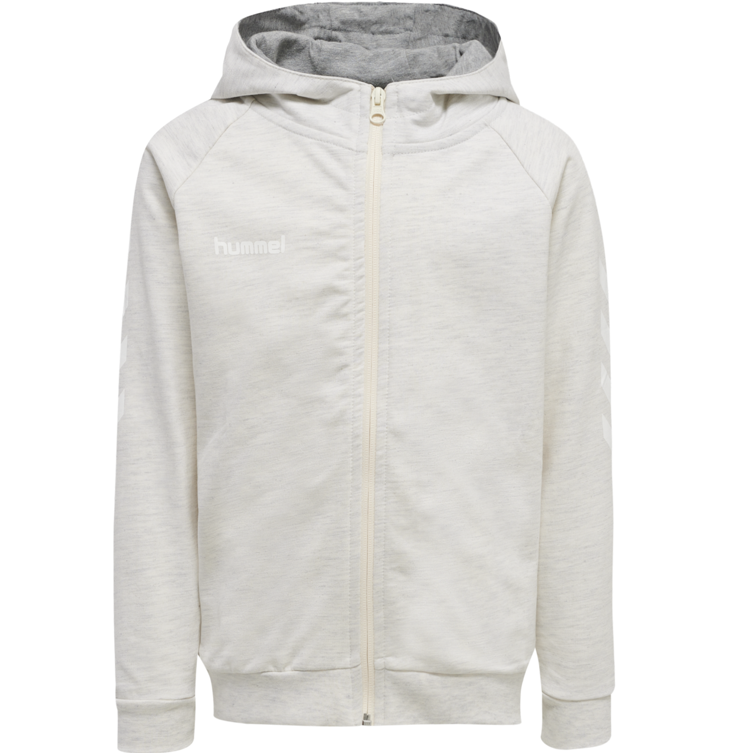 HUMMEL GO COTTON ZIP HOODIE WOMAN, EGRET MELANGE, packshot