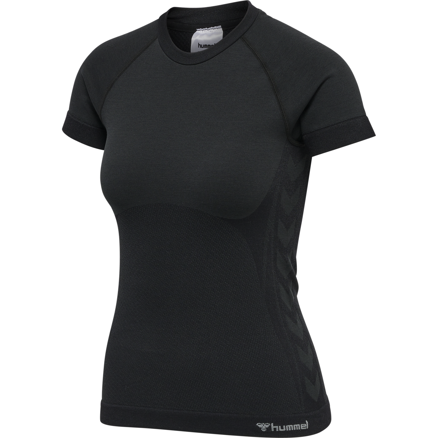 hmlCLEA SEAMLESS TIGHT T-SHIRT, BLACK MELANGE, packshot
