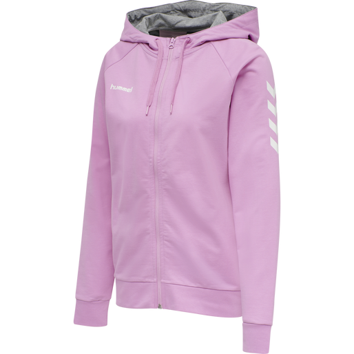 HUMMEL GO COTTON ZIP HOODIE WOMAN, ORCHID, packshot