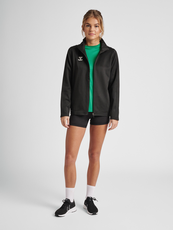 hmlCORE XK POLY ZIP SWEAT WOMAN, BLACK, model