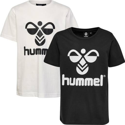 hmlTRES T-SHIRT S/S 2-PK, BLACK/MARSHMALLOW, packshot