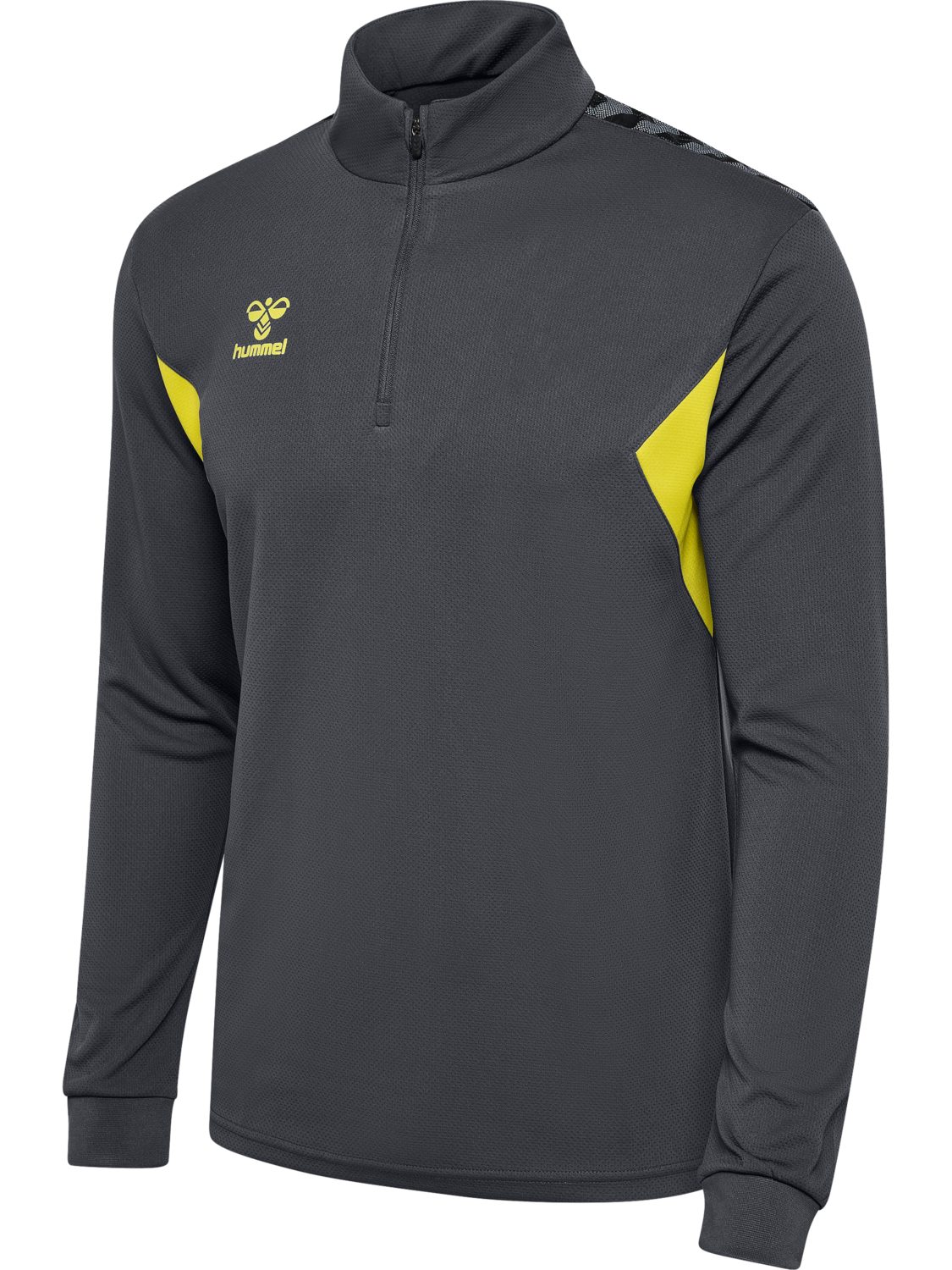 hmlAUTHENTIC HALF ZIP SWEAT, ASPHALT/SULPHUR SPRING, packshot
