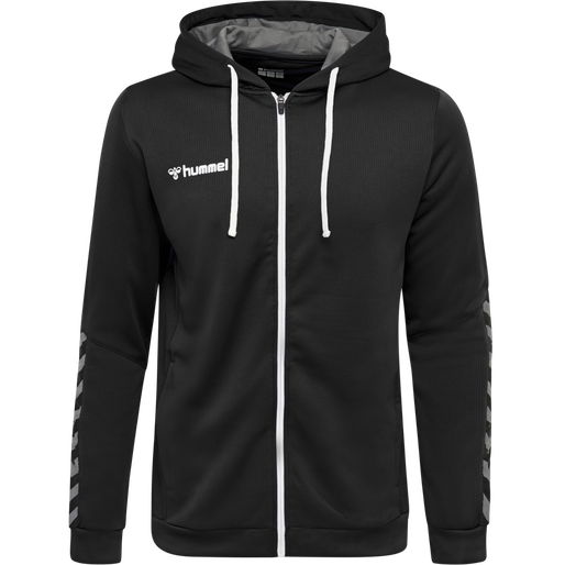 hmlAUTHENTIC KIDS POLY ZIP HOODIE, BLACK/WHITE, packshot