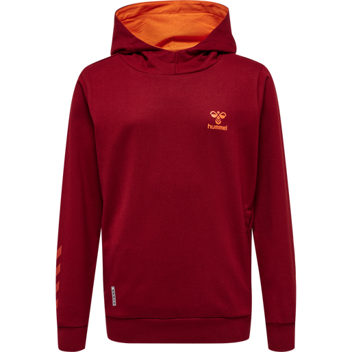 hmlOFFGRID COTTON HOODIE KIDS, RHUBARB/NASTURTIUM, packshot