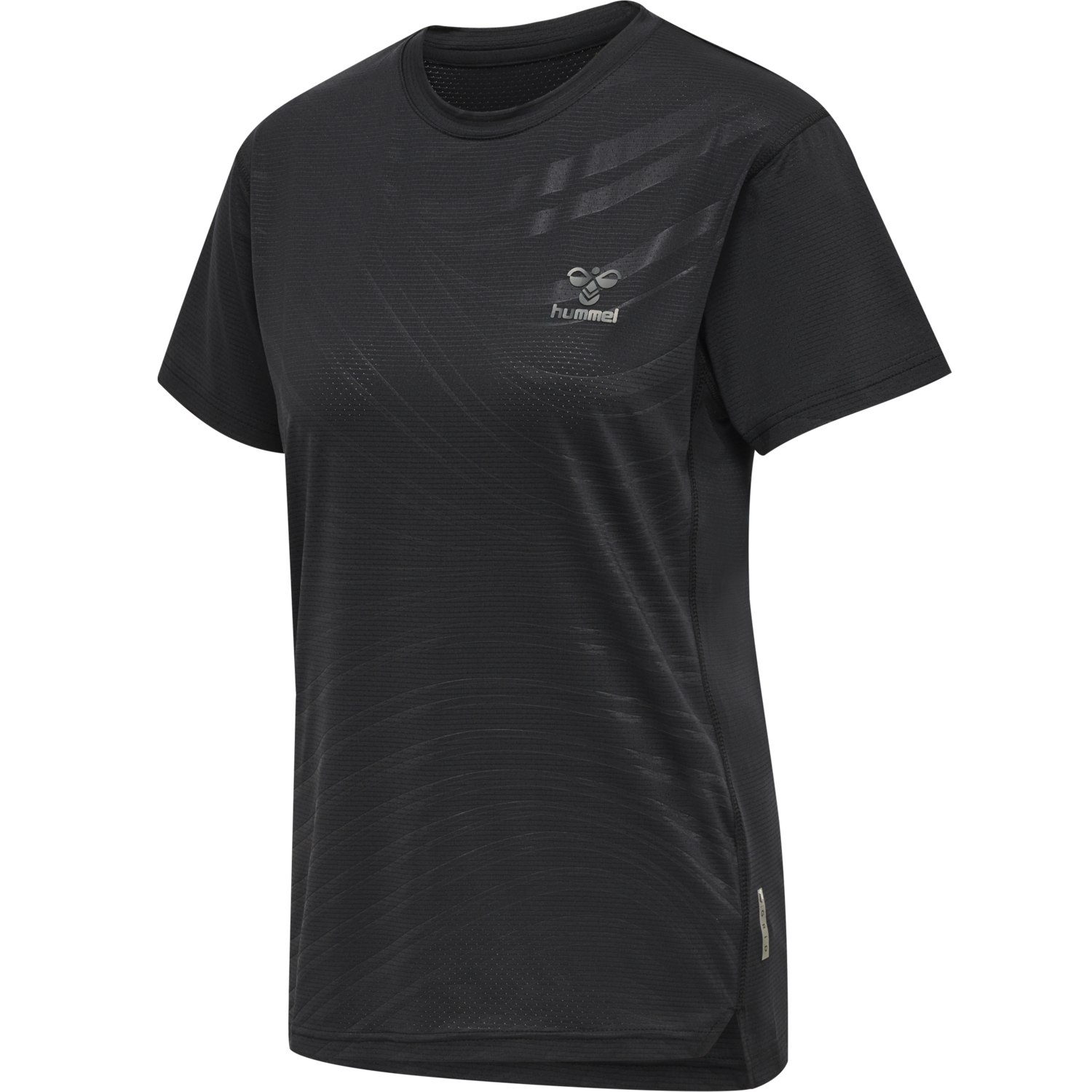 hmlONGRID POLY TEE S/S WO, JET BLACK/FORGED IRON, packshot