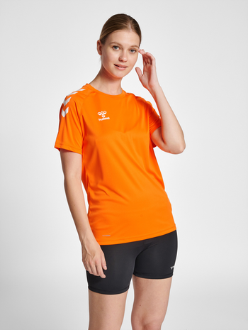 hmlCORE XK CORE POLY T-SHIRT S/S WOMAN, ORANGE TIGER, model