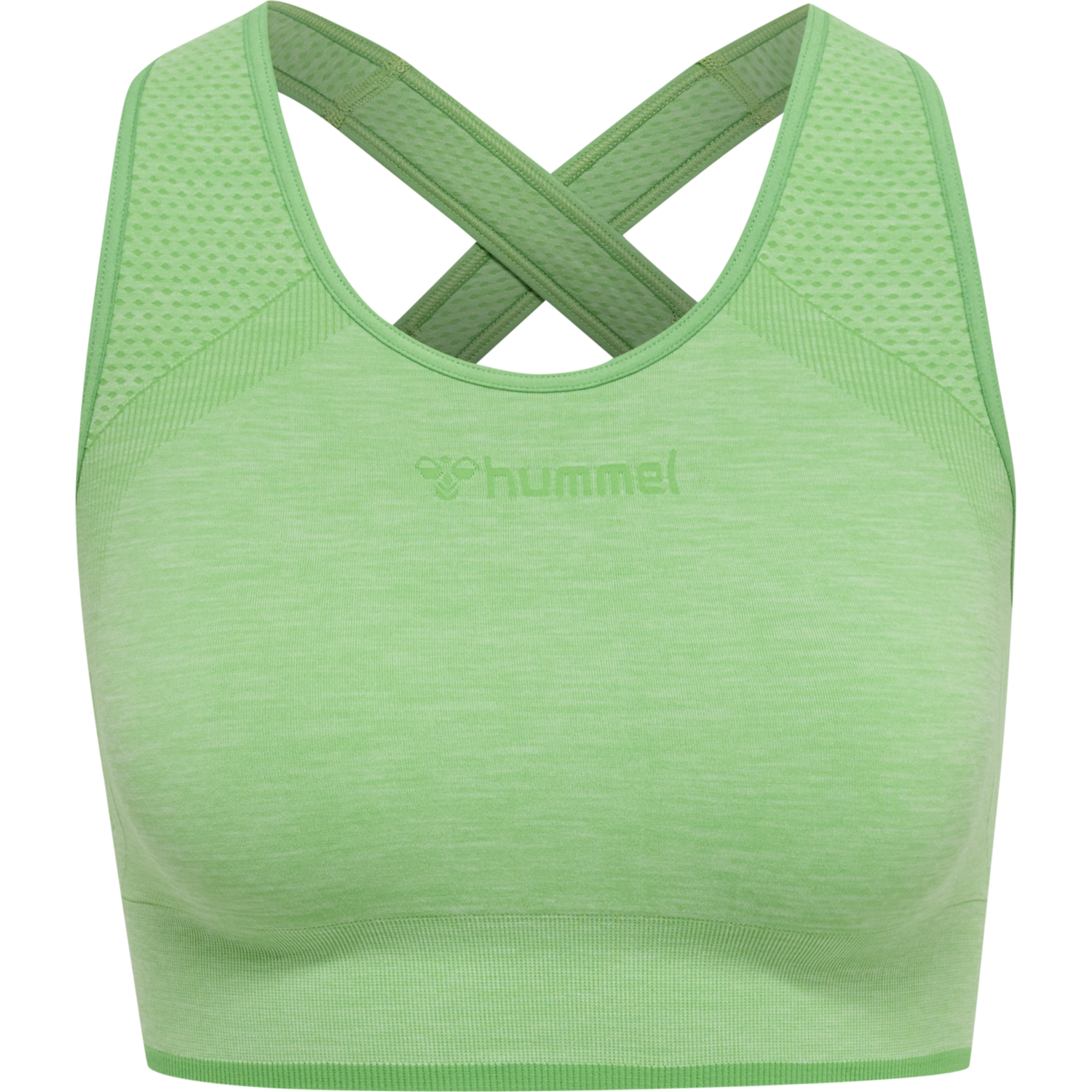hmlMT UNA SEAMLESS SPORTS TOP, SUMMER GREEN MELANGE, packshot