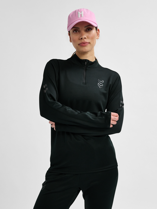 hmlACTIVE PL HALF ZIP WOMAN, BLACK, model