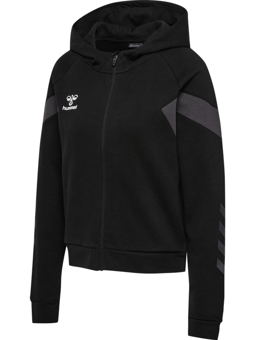 hmlTRAVEL ZIP HOODIE WOMAN, BLACK, packshot